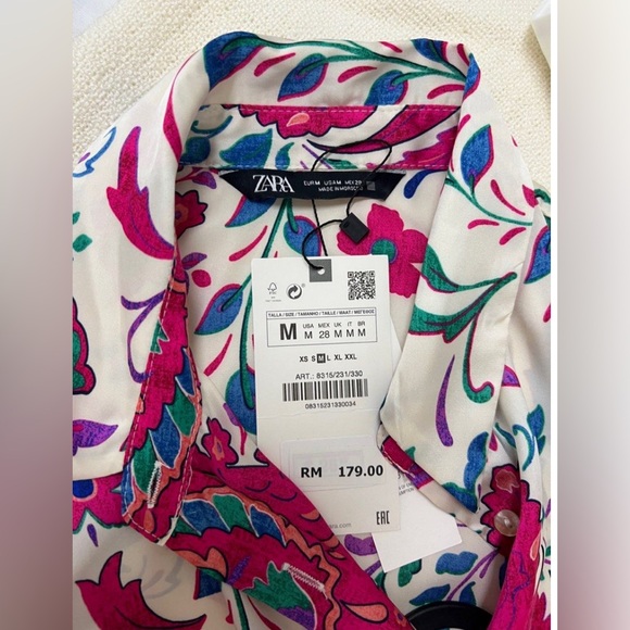 SOLD Zara multiple color satiny blouse size M!NWT - Picture 4 of 7